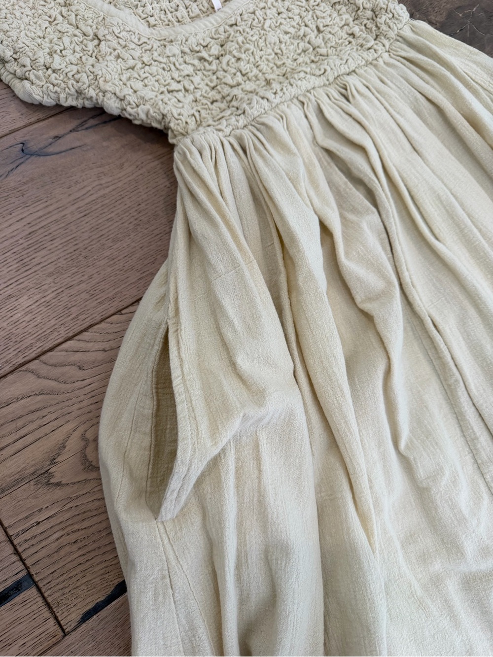 Free People Cream Smocked-Top Midi Dress - Size XS - Picture 7 of 8